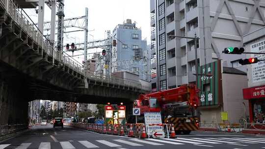 正在施工的道路上的警告标志