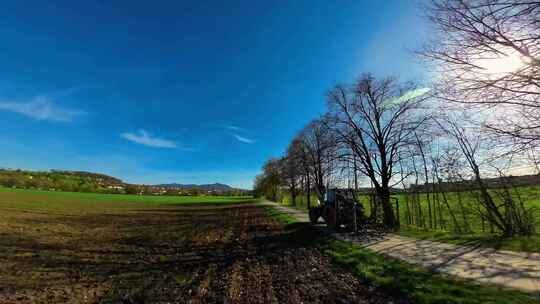 FPV无人机航拍农场绿色种植园蓝天白云