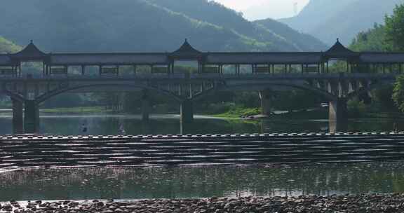 杭州富阳龙鳞坝晨曦航拍