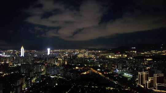 浙江温州城市夜景灯光航拍