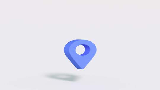 蓝色位置针地图标记。3D渲染动画视频素材模板下载