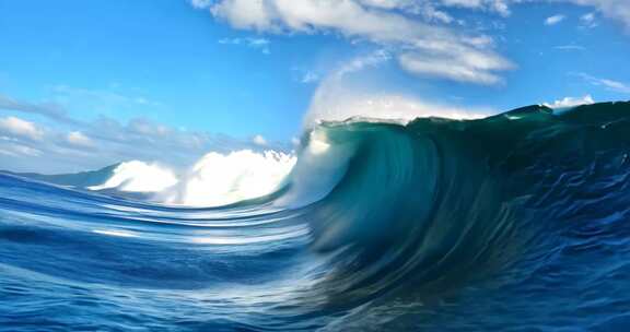 大海海浪巨浪蓝天白云
