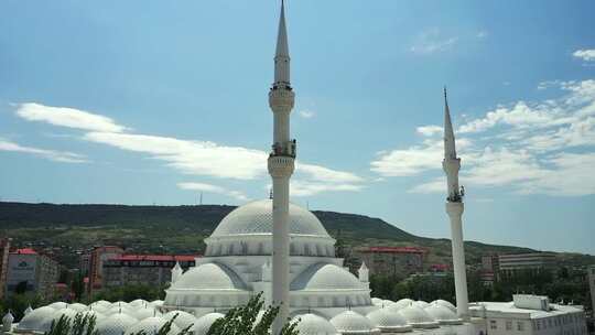 飞行轨道史诗穆斯林中央老清真寺马哈奇卡拉首都达吉斯坦俄罗斯视频素材模板下载