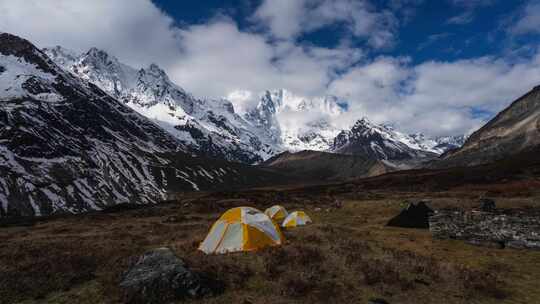西藏日喀则珠峰东坡嘎玛沟喜马拉雅山脉延时