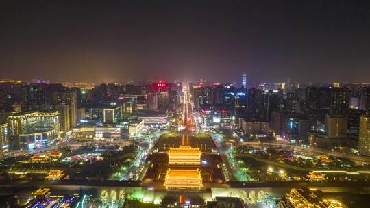 西安夜景永宁门夜景航拍延时8K