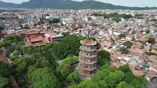 福建泉州古西街钟楼开元寺航拍