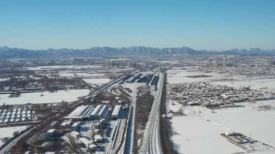 航拍雪景 冬至节气 冬天雪景  冬季