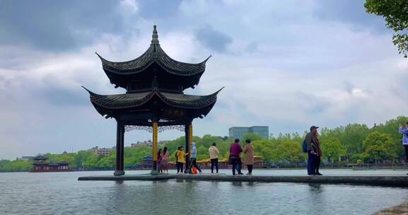 延时拍摄杭州西湖人文景观