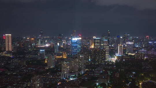 上海静安区现代商务楼夜景延时