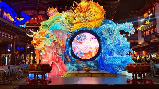 2024上海豫园花灯城隍庙灯展豫园龙灯视频素材模板下载