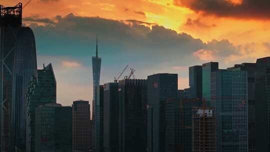 广州琶洲新CBD互联网摩天大楼航拍4K视频