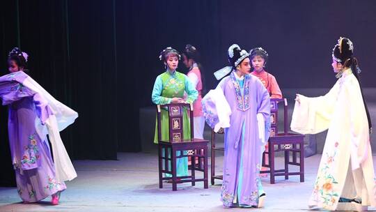 舞台越剧表演五女拜寿演出视频素材模板下载