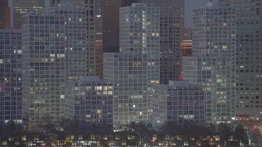 北京国贸夜景车流 都市夜景