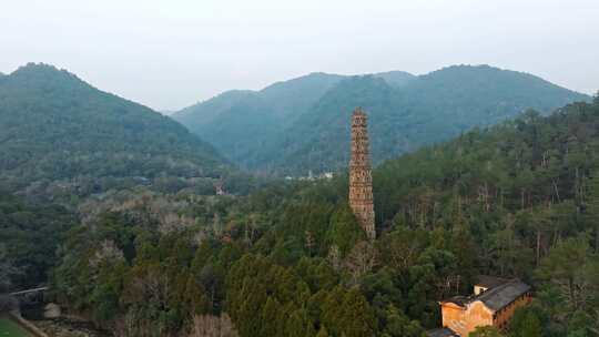 浙江台州国清寺隋塔天台山寺庙古塔宝塔航拍