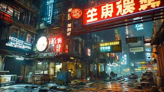 霓虹都市繁华夜景城市生活街头巷尾夜市文化