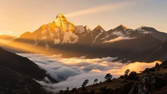 川西超美雪山日出云海4K