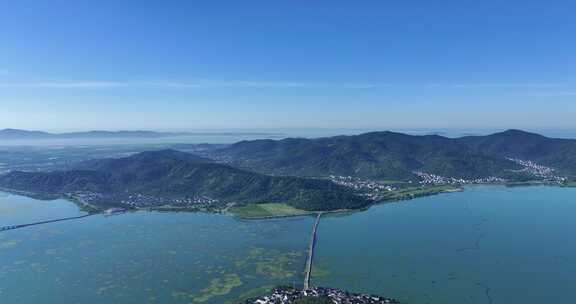 苏州西山岛风景区蓝天白云航拍