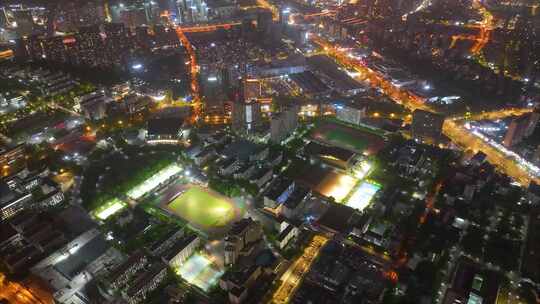 城市市区夜晚夜景车流航拍延时素材