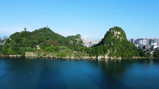 柳州柳江风景航拍蟠龙山