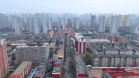 航拍太原钟楼街西到东市景