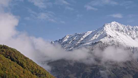 山，云，延时，白雪覆盖