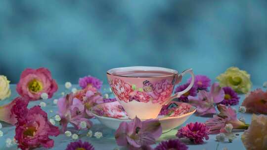 非常精美的瓷器彩绘印花茶杯茶盏茶碗瓷器视频素材模板下载