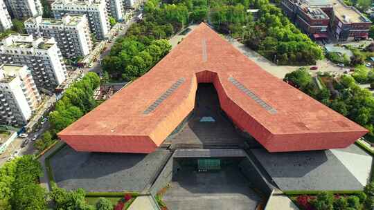 航拍武汉红色旅游地标建筑辛亥革命纪念馆