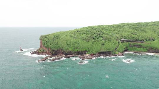 中国广西北海涠洲岛灯塔航拍