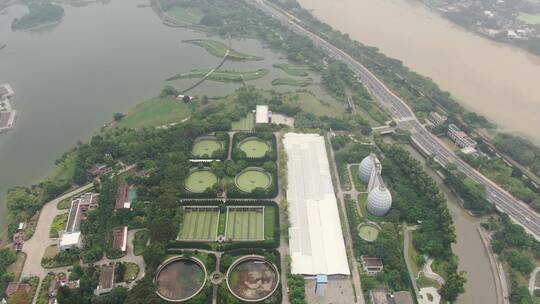 航拍福建漳州碧湖生态公园