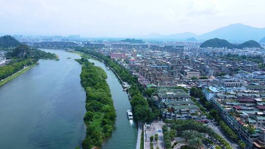桂林市区航拍漓江风景城市风光