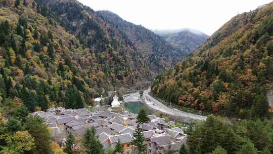 达古冰川冬季航拍风光素材