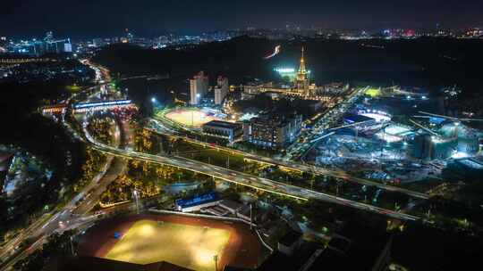 深圳北理莫斯科大学夜景航拍延时