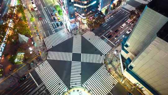 涩谷十字路口车流人流延时视频素材模板下载