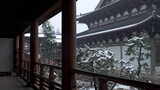 杭州径山寺中式古建筑寺庙雪景高清在线视频素材下载