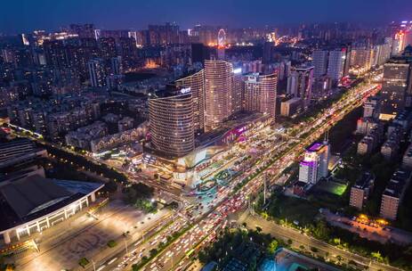 繁华城市夜景车流科技