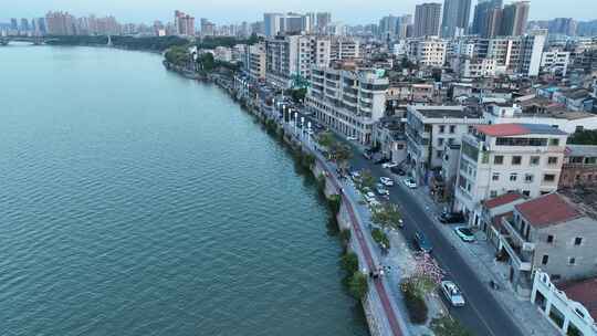 惠州水东街商业城航拍水东西路商业旅游街道