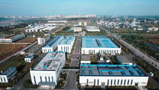 航拍工业园区工厂厂房