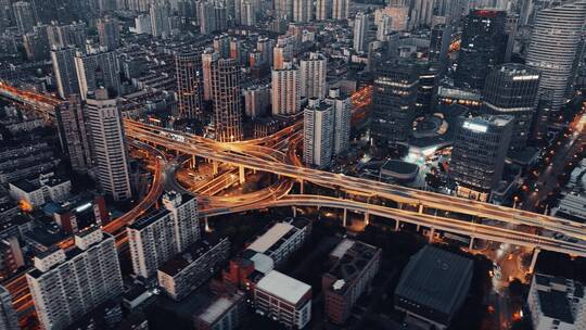 鲁班路高架夜景延时航拍