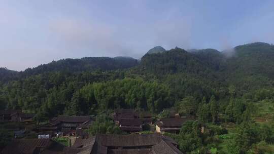 （4k）浙江温州泰顺县晴天山村航拍视频素材模板下载