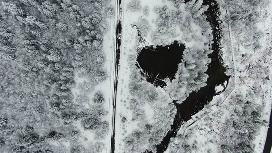 达古冰川冬季航拍风光素材