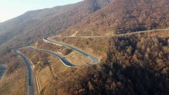 湖北红安天台山U形公路航拍