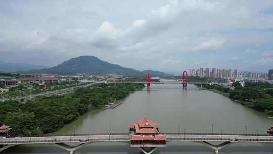 航拍福建漳州古城南山桥