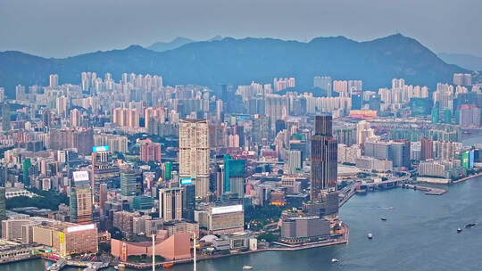 香港维多利亚港城市风光航拍