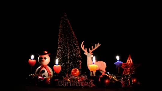 平安夜圣诞节快乐 灯光麋鹿圣诞老人视频素材模板下载