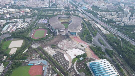 航拍广州奥体体育中心运动场馆