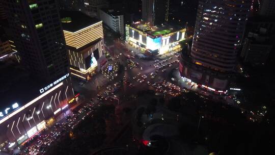 航拍贵阳城市夜景筑城广场人民广场