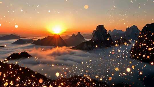 山间日出云雾粒子特效素材