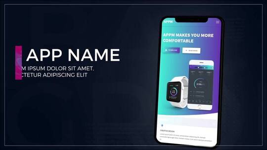 动态手机应用程序界面展示文字介绍AE模板AE视频素材教程下载