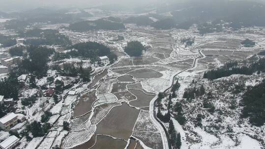 航拍农业种植农田雪景