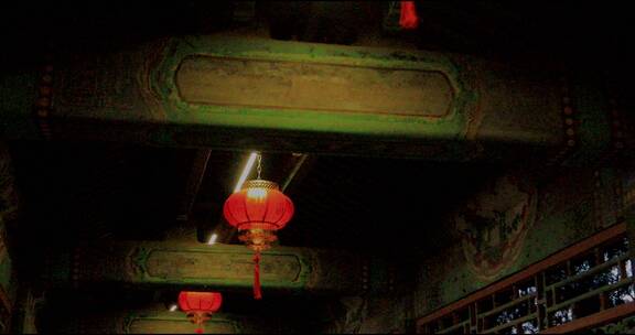 北京4K拍摄颐和园长廊节日悬挂的红灯笼